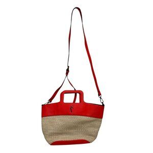 Simply Vera Orange Beige Crossbody Handbag Purse Adjustable Strap